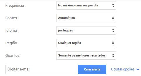 Opções de alertas